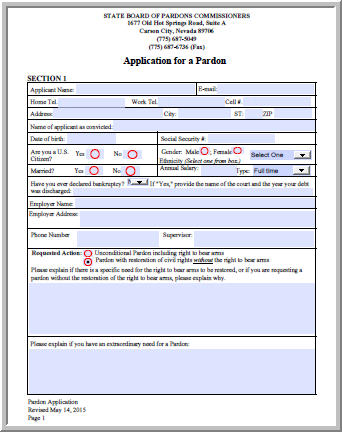 Application for a Pardon 05-14-2015